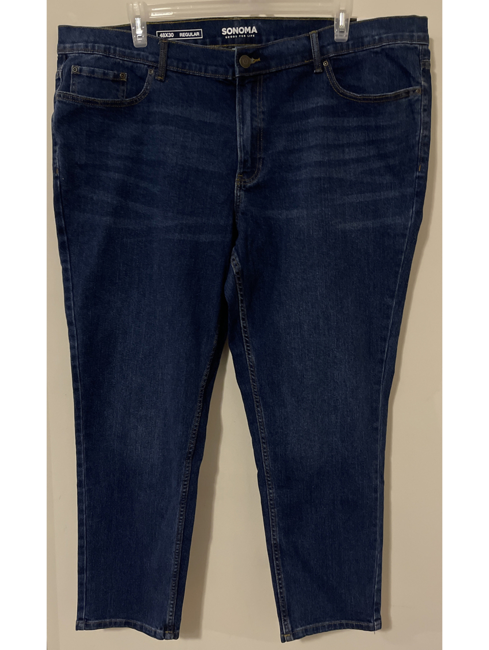 Sonoma Mens 48x30 Regular Straight Fit Blue Stretchy Everyday Jeans NWT! A4451